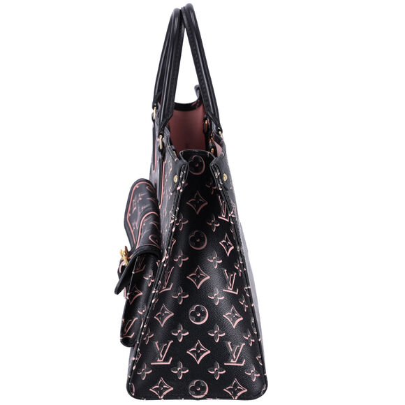 Louis Vuitton Onthego MM Monogram Tote Bag M46154 Noir Monogram Watercolor Pink - Picture 8 of 14